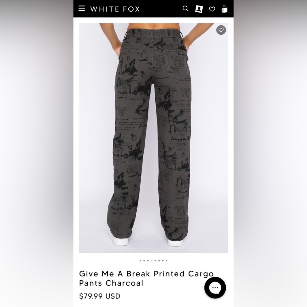 White fox boutique printed cargo pants